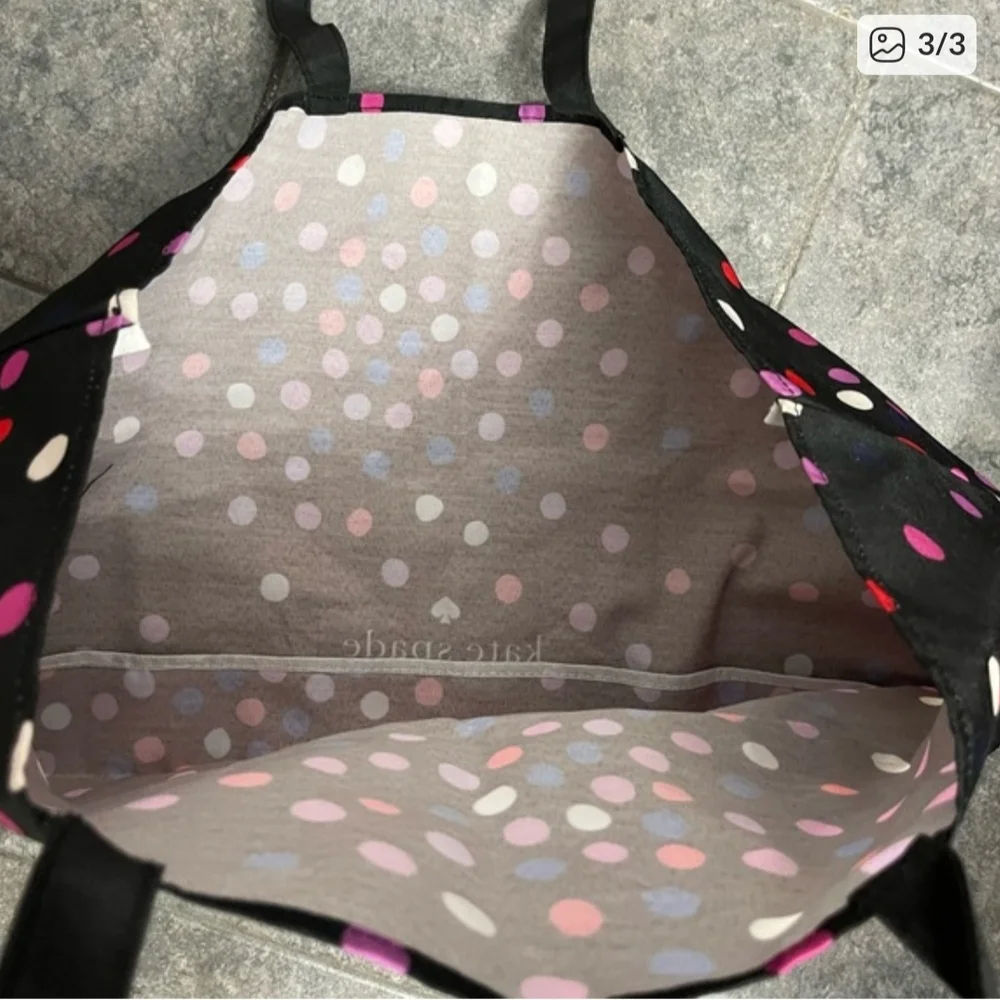 Kate Spade NY Confetti Tote Bag | Large Reusable | Black | NWOT - Picture 3 of 3